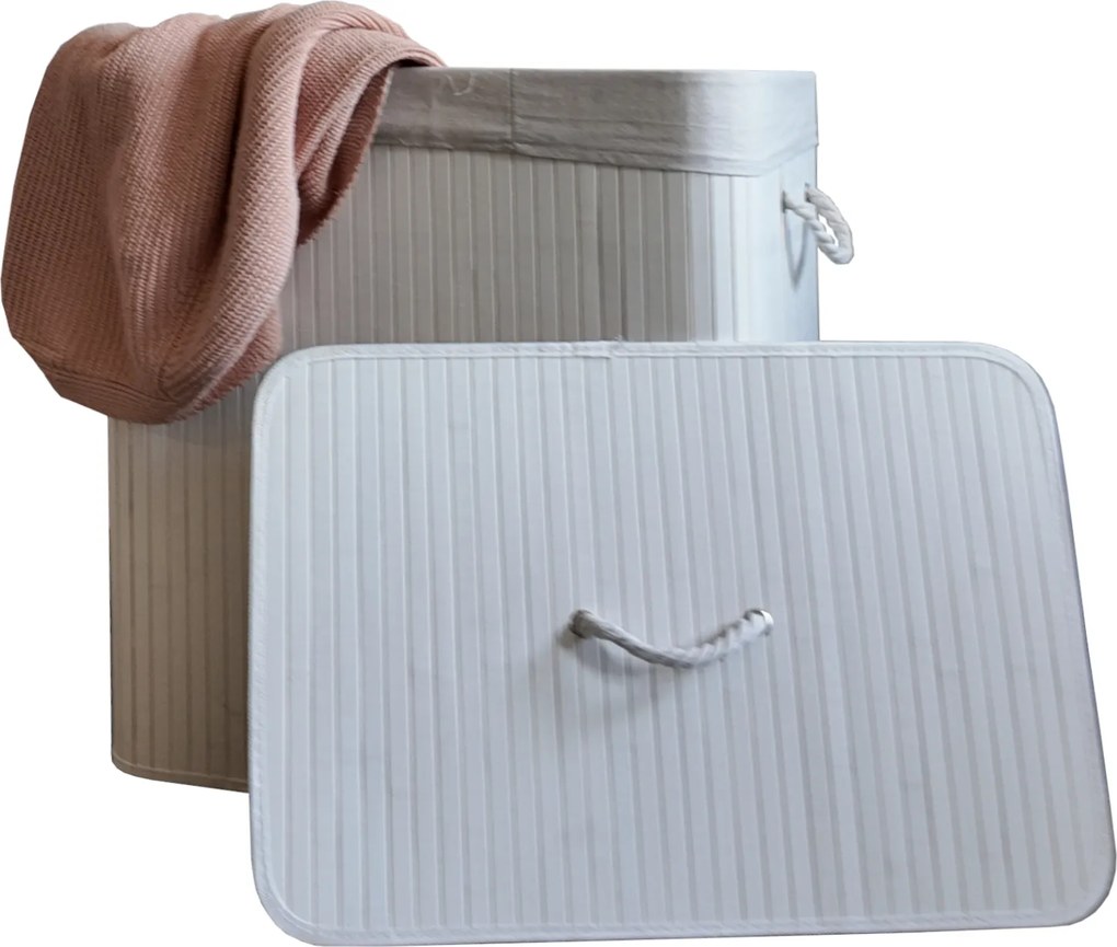 TRENDIE Bambusový kôš na prádlo 150l biely + DARČEK