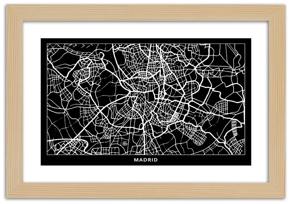 Gario Plagát City plan Madrid Farba rámu: Bez rámu, Rozmery: 30 x 20 cm