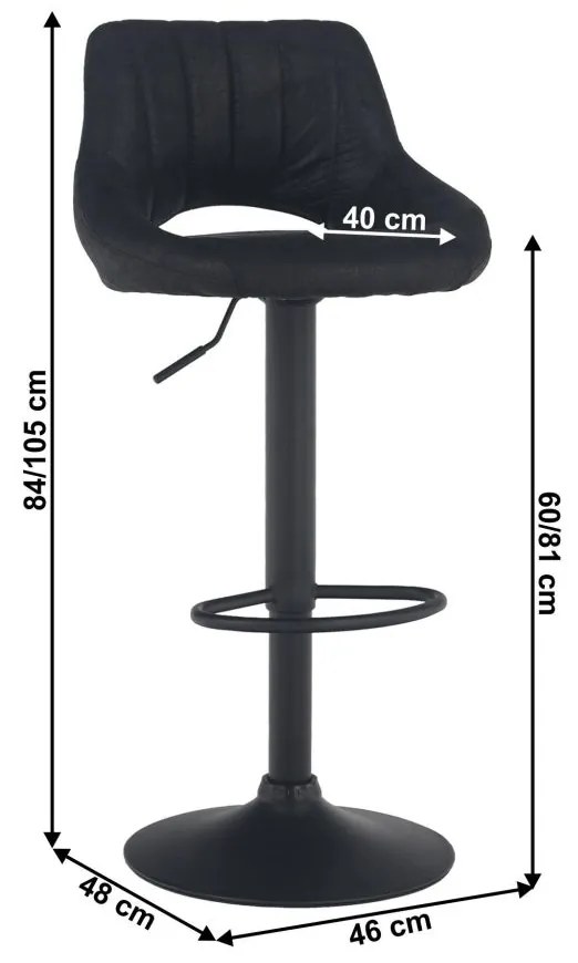Tempo Kondela Barová stolička, čierna látka s efektom brúsenej kože, LORASA