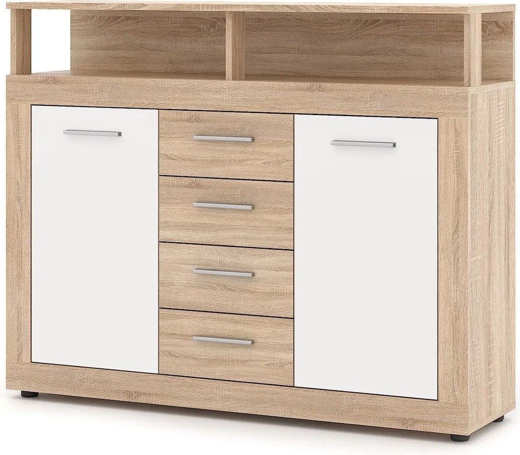 Komoda Luna 119 cm dub Sonoma/bílá II
