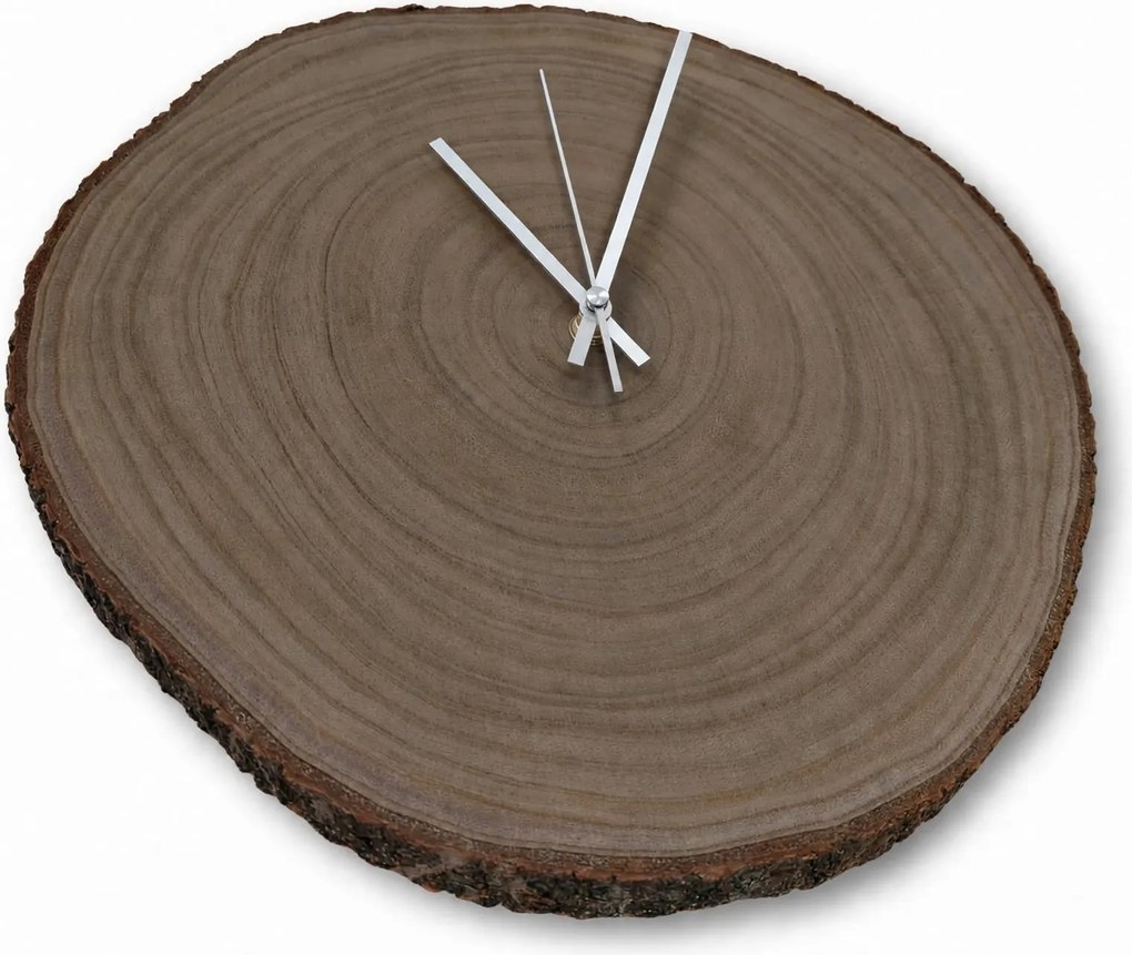 Drevené hodiny z prírodného plátu s kôrou | KORA: Amber - 3072 26-29 cm 4806-115490 KOR002-29-AMBER