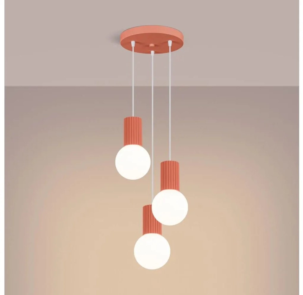 Sollux SL.1755 - Luster na lanku HALO 3xG9/8W/230V pr. 25 cm ružová