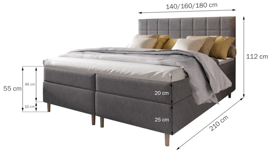 Čalúnená posteľ boxspring IBIZA, 160x200, inari 100