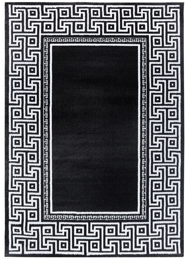 Ayyildiz, Kusový koberec Parma 9340 black, 80x300, čiernobiela, chodba / predsieň