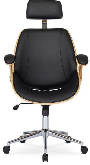 Vintino kancelárska otočná stolička ARTUR drevo dub, čierna ekokoža - vintino.sk