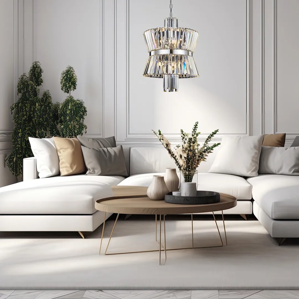 EUlight Luster Aurelia, 1x krištáľové/chrómové kovové tienidlo, (fi 42cm), ch