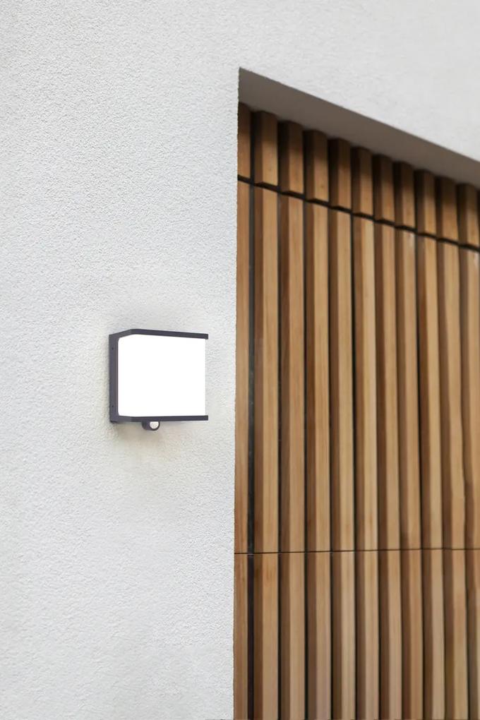LUTEC Vonkajšie solárne nástenné LED svietidlo DOBLO so senzorom, 12 W, denné biele svetlo, sivé, IP44