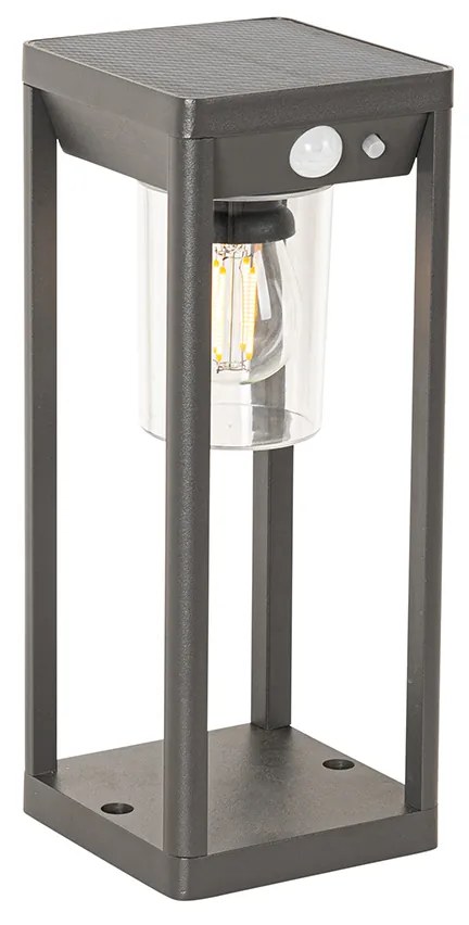 Vonkajšia stojaca lampa tmavosivá 25 cm so stmievateľným svetlom a senzorom na solár - Sonne