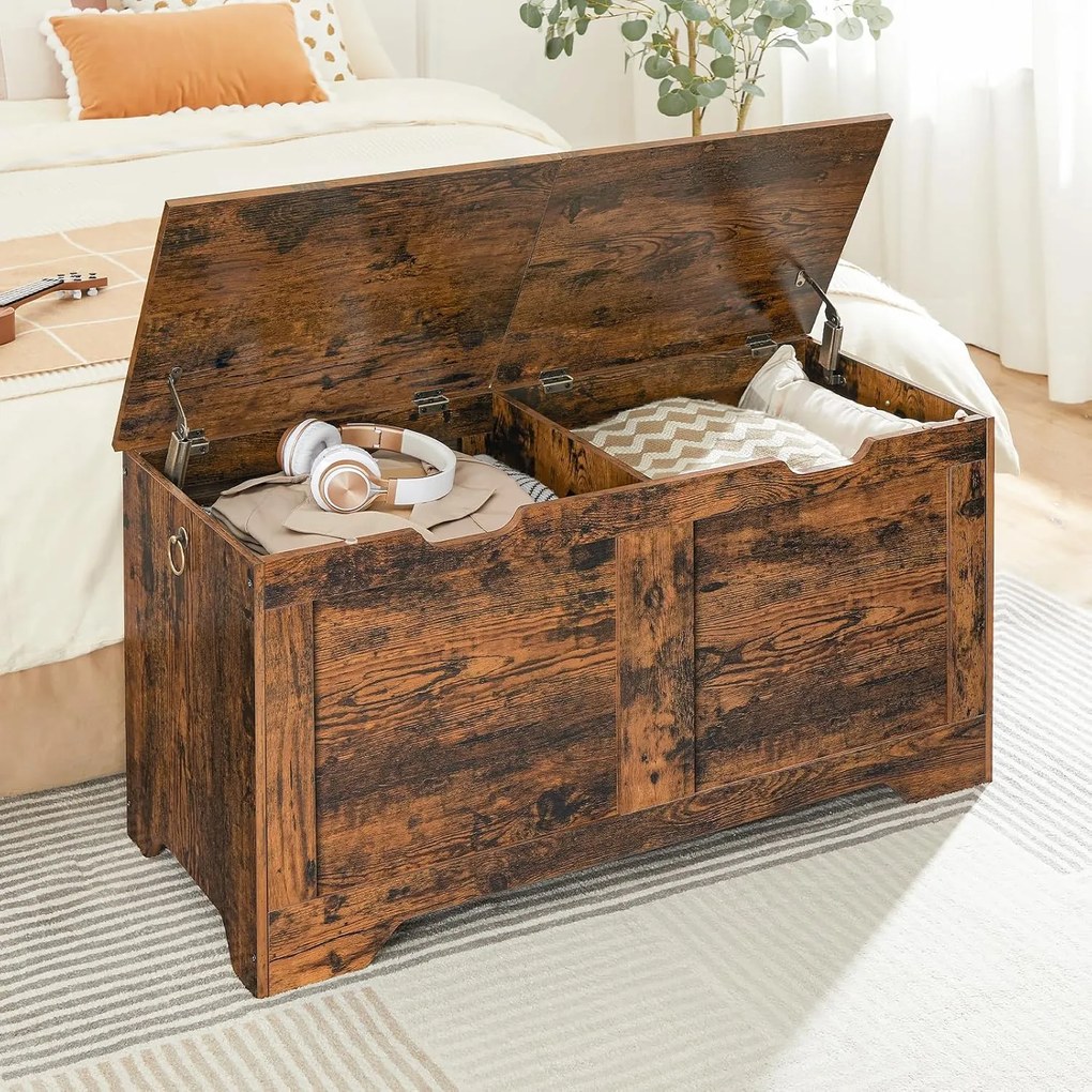 Lavice s úložným prostorem Vasagle Byvak 100 cm hnědá