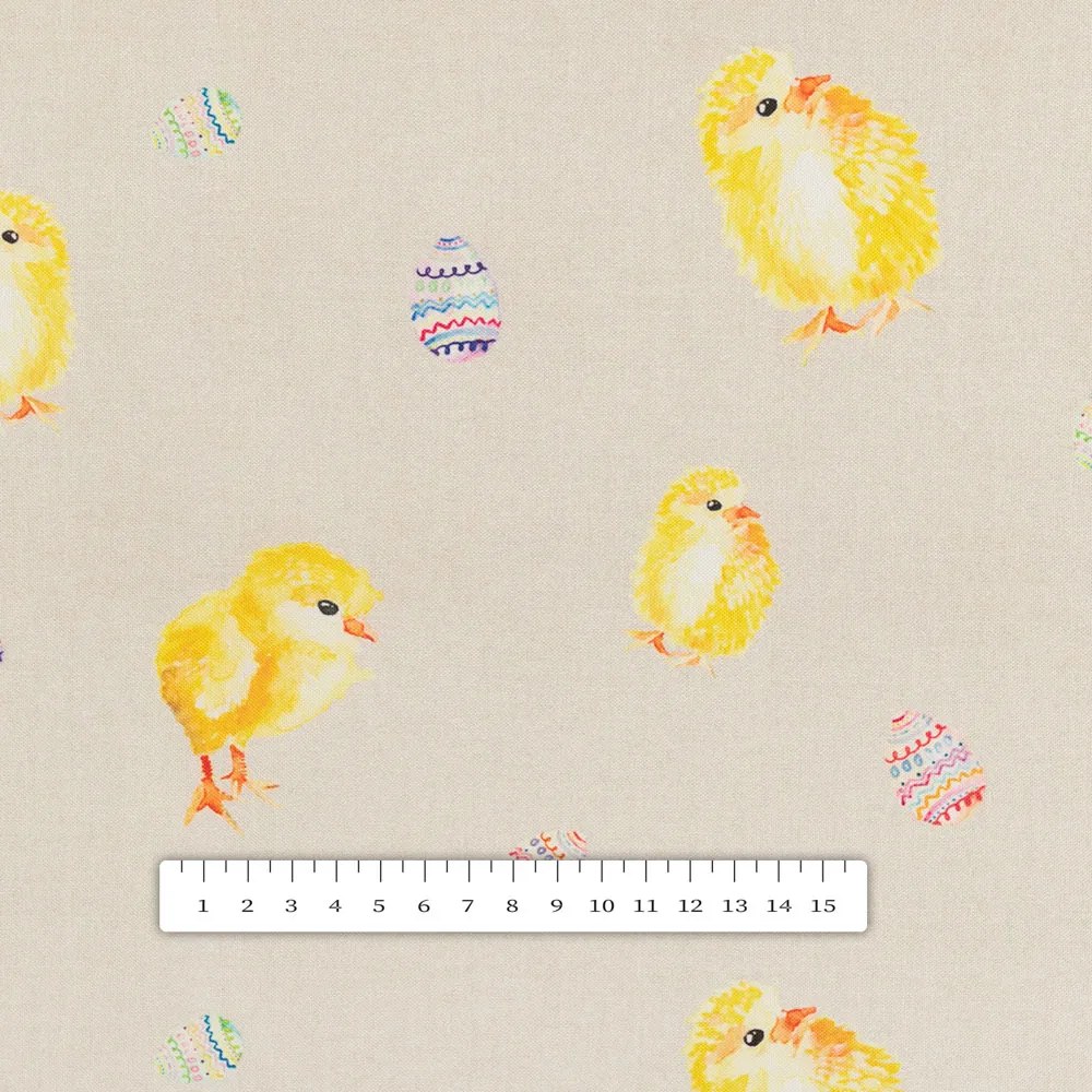 Biante Veľkonočný teflónový obdĺžnikový obrus TF-074 Kuriatka a kraslice na béžovom 120x200 cm
