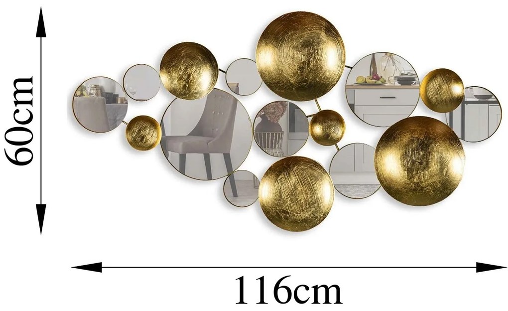 Nástenná kovová dekorácia Nekonečno 1 zlatá