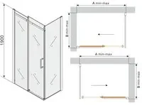 Mexen Omega, 3-stenný sprchovací kút s posuvnými dverami 160 (dvere) x 100 (stena) cm, 8mm číre sklo, chrómový profil, 825-160-100-01-00-3S
