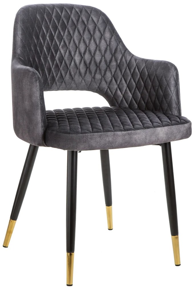 Stolička Paris dekoračné prešívanie zamatovo šedá