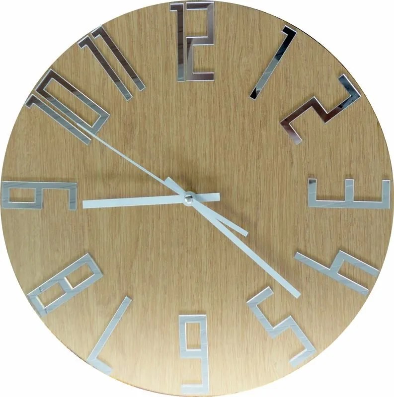 Moderné hodiny na stenu čísla Dub - Silver I SENTOP HDFK006: Čierne ručičky 30 cm 3401-19864 HDFK006 DUB silver