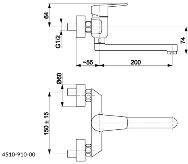 KFA Armatura 4510-910-00 - Drezová batéria GERMAN lesklý chróm