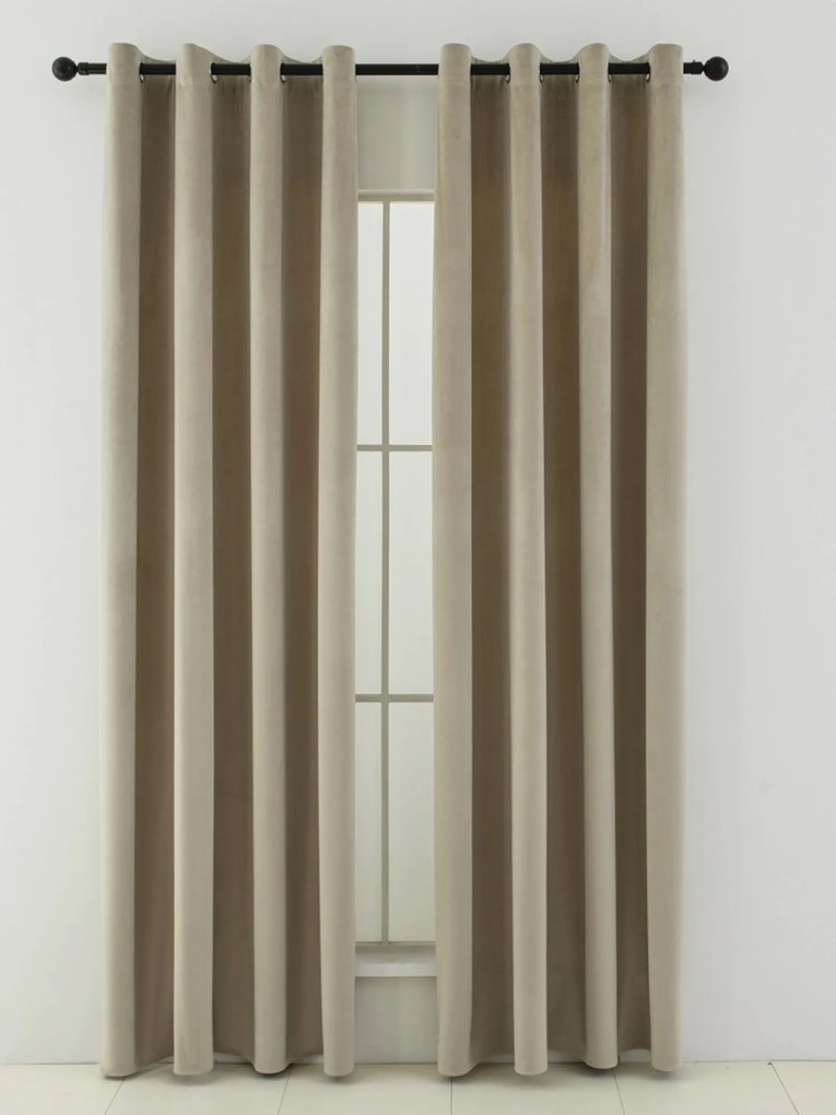 Zamatové zatemňovacie závesy Cesar prírodné - 140 x 280 cm (2ks) - krúžky