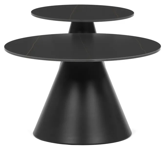 Sada konferenčných stolíkov F4118 BK, mramor, 2 ks