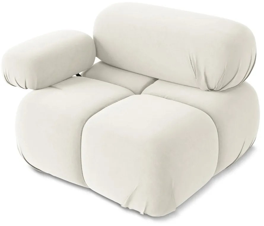 Biely zamatový modul pohovky (ľavý roh) Lokua – Makamii