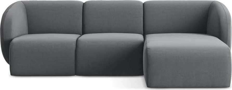 Sivá zamatová rohová pohovka (pravý roh/s leňoškou) Lani – Makamii