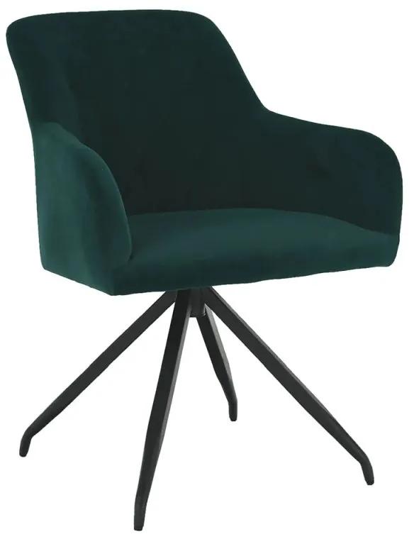 Moderná a pohodlná otočná stolička, zelená Velvet látka