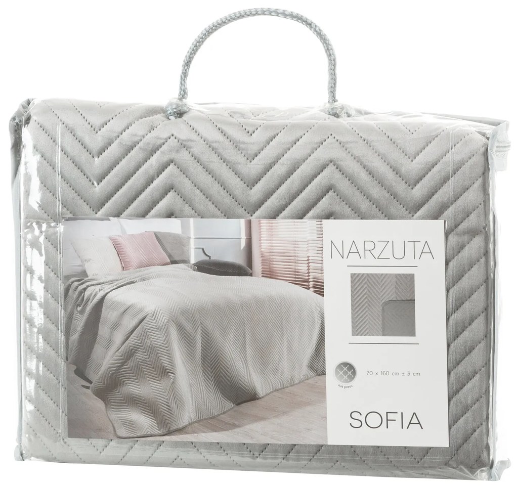 PREHOZ NA KRESLO SOFIA 70X160 CM STRIEBORNÝ