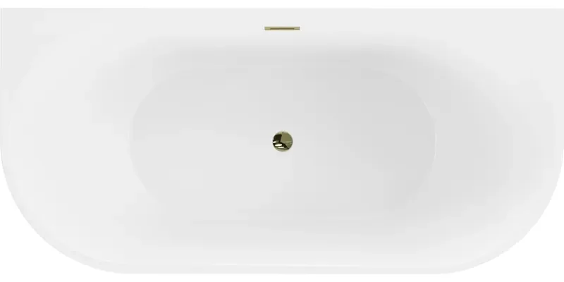 Mexen Oval, voľne stojaca nástenná vaňa 160 x 80 cm, biela, zlatý lesklý prepad, 52671608000-50