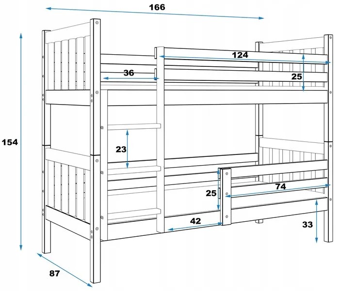 Interbeds Poschodová posteľ Carino 160x80 sivá + matrace