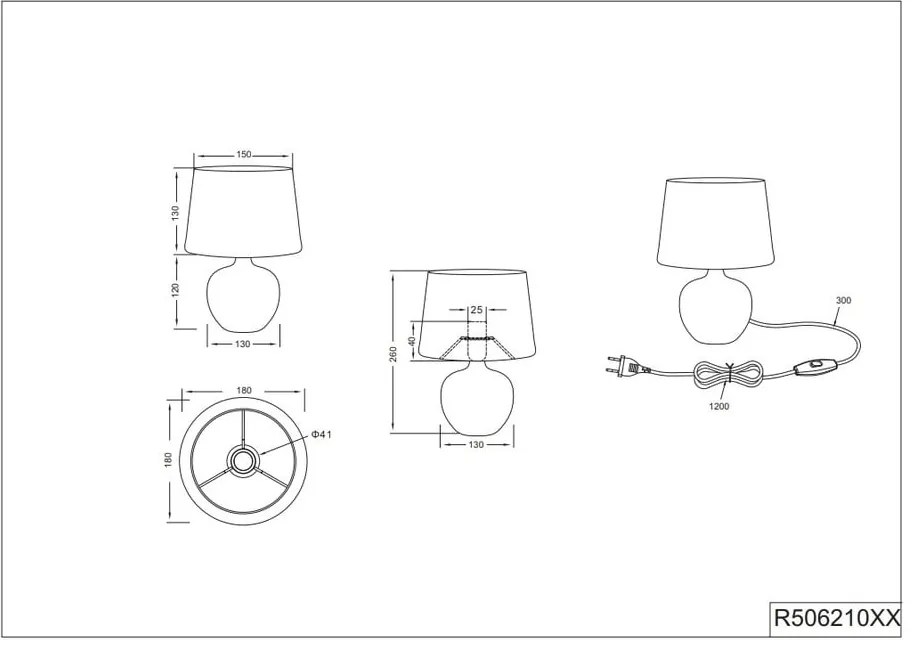 Čierna stolová z keramiky a tkaniny Reality Luxor, výška 26 cm