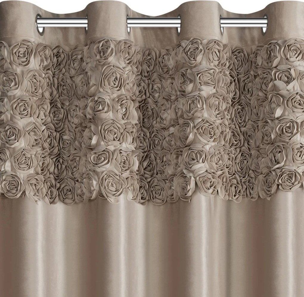 ZATEMŇOVACÍ ZÁVES NA KRÚŽKOCH EVA MINGE ROSES13 140X250 CM TMAVOBÉŽOVÁ