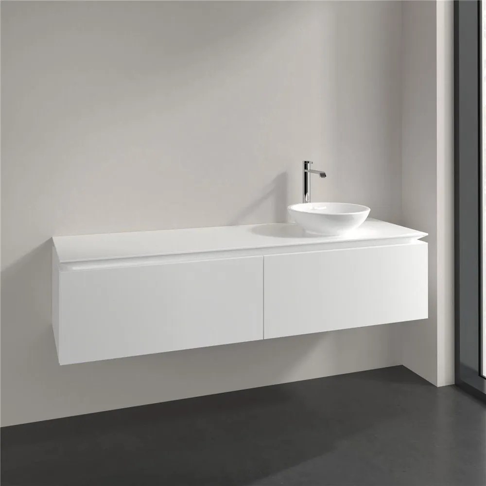 VILLEROY &amp; BOCH Legato závesná skrinka pod umývadlo na dosku (umývadlo vpravo), 2 zásuvky, 1600 x 500 x 380 mm, White Matt, B59700MS