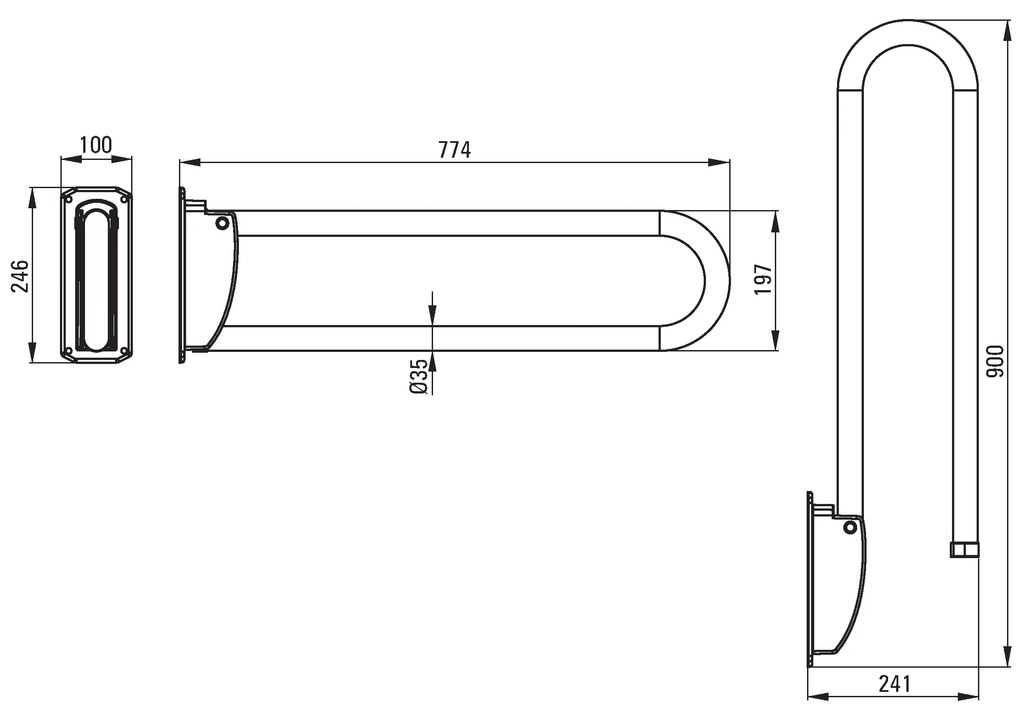Deante Vital, nástenné sklopné kovové madlo 760 mm, oceľ kartáčovaná, NIV_041D