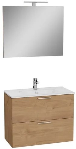 Kúpeľňová zostava s umývadlom, zrkadlom a osvetlením VitrA Mia 79x61x39,5 cm dub MIASET80D