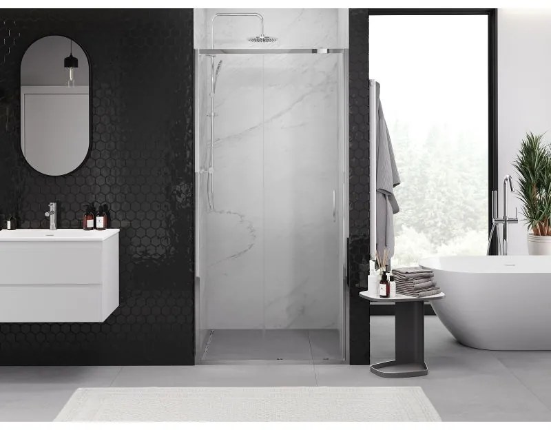 Mexen Exo, posuvné dvere do otvoru 95x200 cm, 6mm číre sklo, chrómový profil, 8151-095-000-01-00