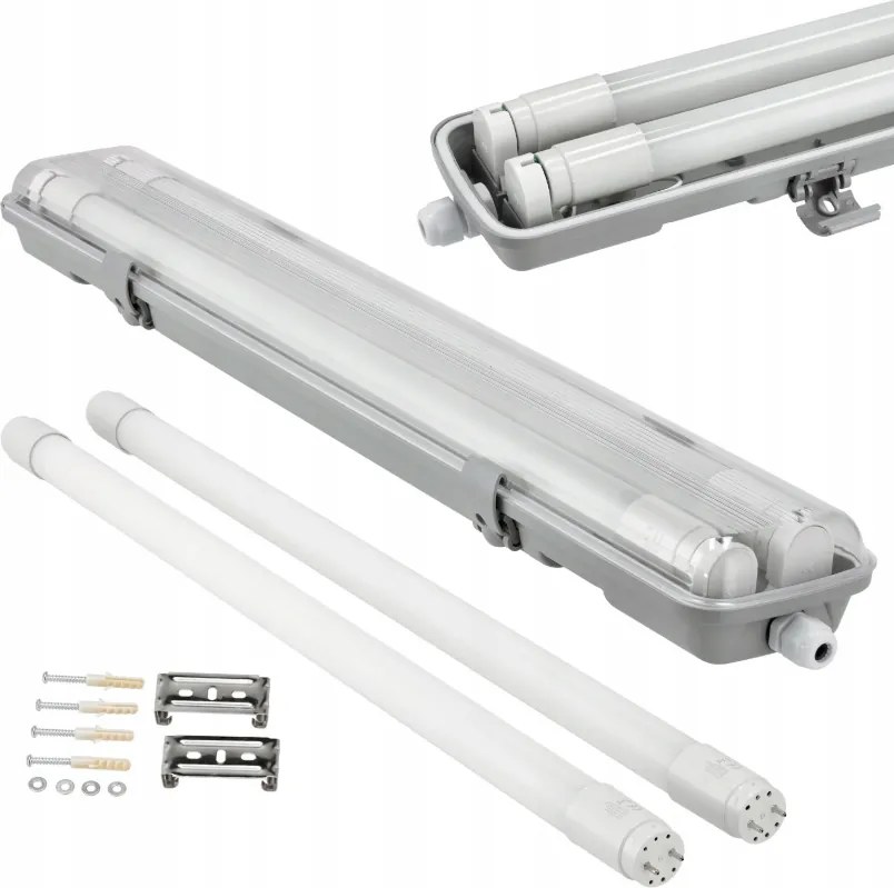 3x Hermetické svietidlo + 6x LED trubica 120 cm 4000K