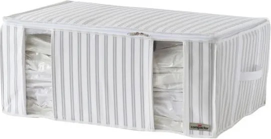 Bielo-sivý vakuový box Compactor Stripes