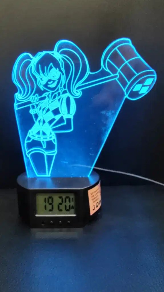 3Dmix 3DL-WD038 – 3D LED nočná lampa - Harley Quinn (Wood)