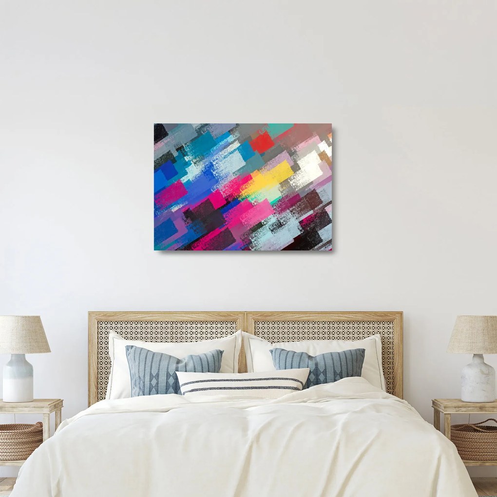 Sklenený obraz - Farebné ťahy štetcom (70x50 cm)