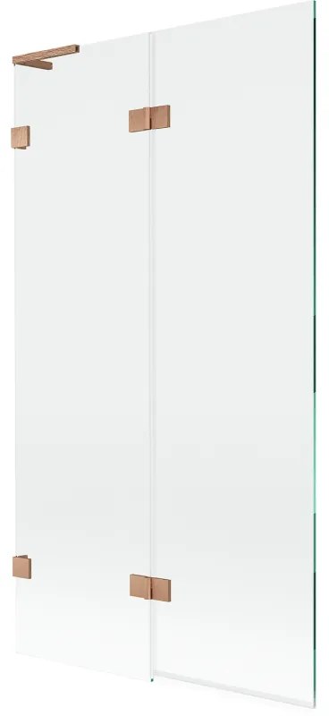 Mexen Lunar L, 2-krídlová vaňová zástena ľavá 100 x 150 cm, číre sklo, medená matná, 897L-100-100-65-00-L