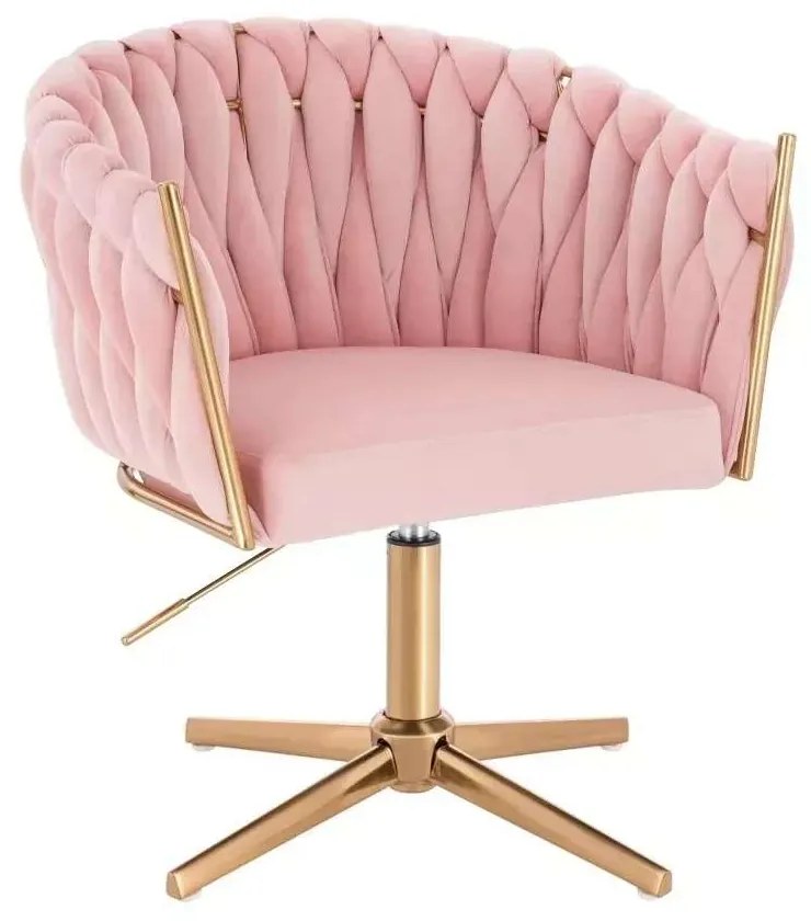 LuxuryForm DESIGN Stolička NORDEN VELUR na zlatom krížii - ružová