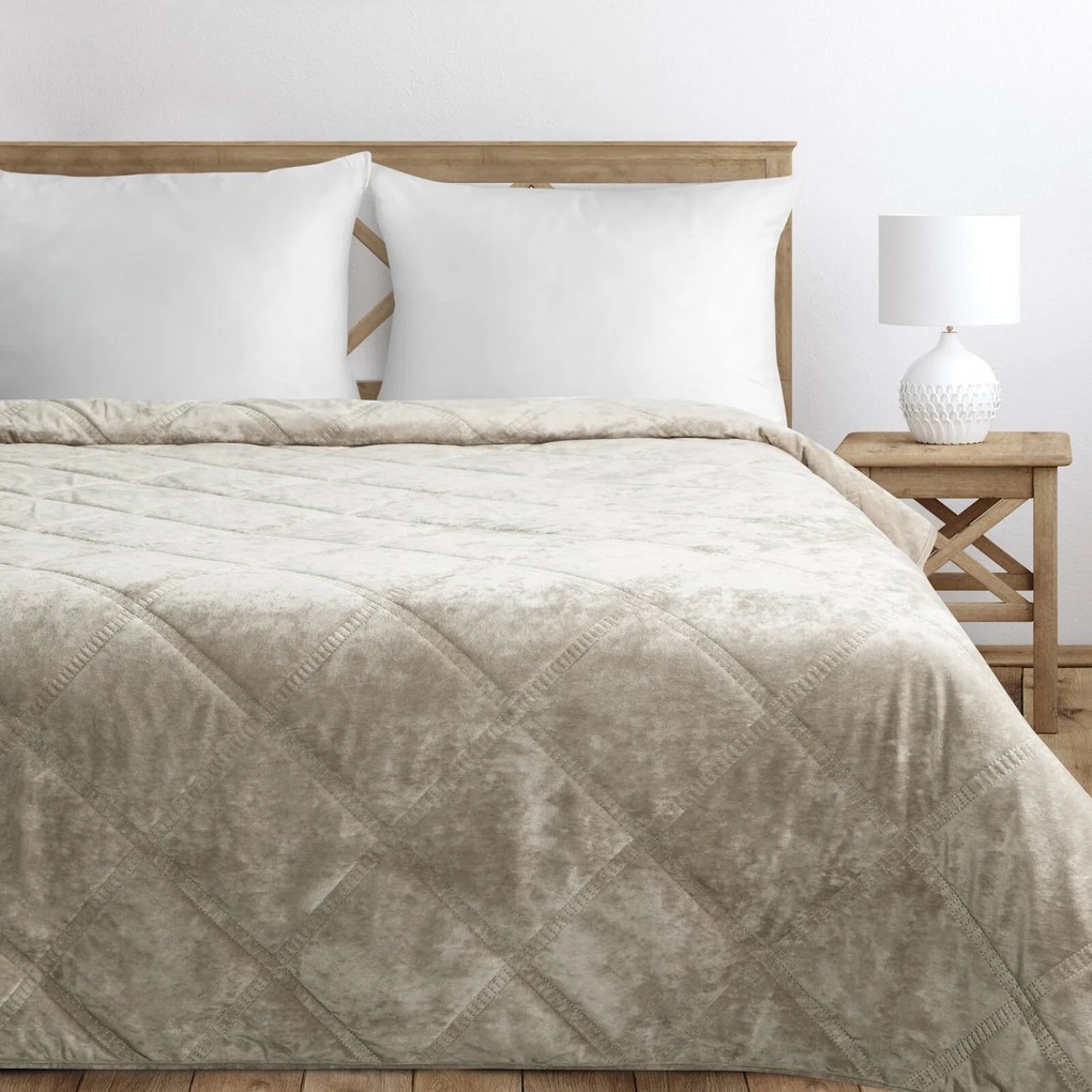 PREHOZ NA POSTEĽ VELVET1 170X210 CM BÉŽOVÝ