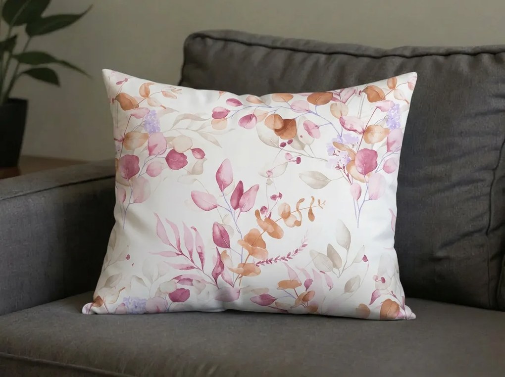 Sada 2 ks dekoračných obliečok na vankúš z mikrovlákna FLORANY 50x70 cm, biela