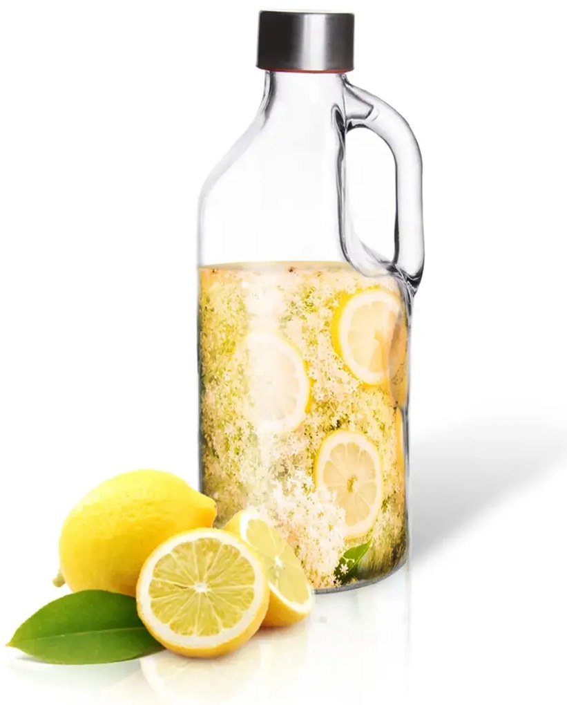 Orion Sklenená fľaša na mlieko / olej / aviváž, s rúčkou a uzáverom so závitom, 1,15 l