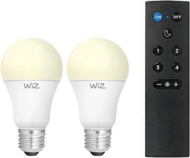 Sada 2× stmievateľných LED žiaroviek A60 E27/9W/230V 2700K Wi‑Fi + diaľkový ovládač - WiZ