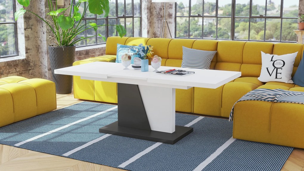 NOIR biely / antracit, rozkladací, konferenčný stôl, stolík