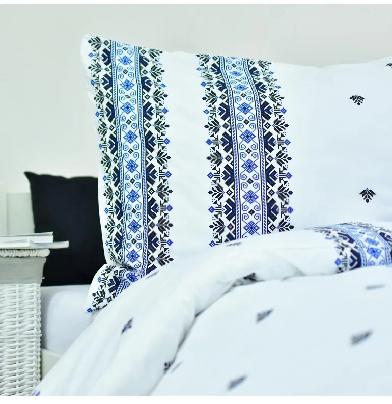 Obliečky bavlnené Dorota modré EMI, Štandardný set jednolôžko obsahuje 1x 140x200 + 1x 70x90