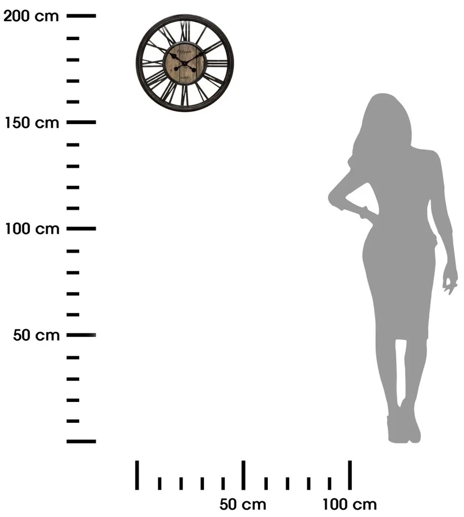 Nástenné hodiny Liam, čierna/hnedá