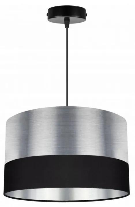 Moderná kovová závesná lampa zdobená látkou