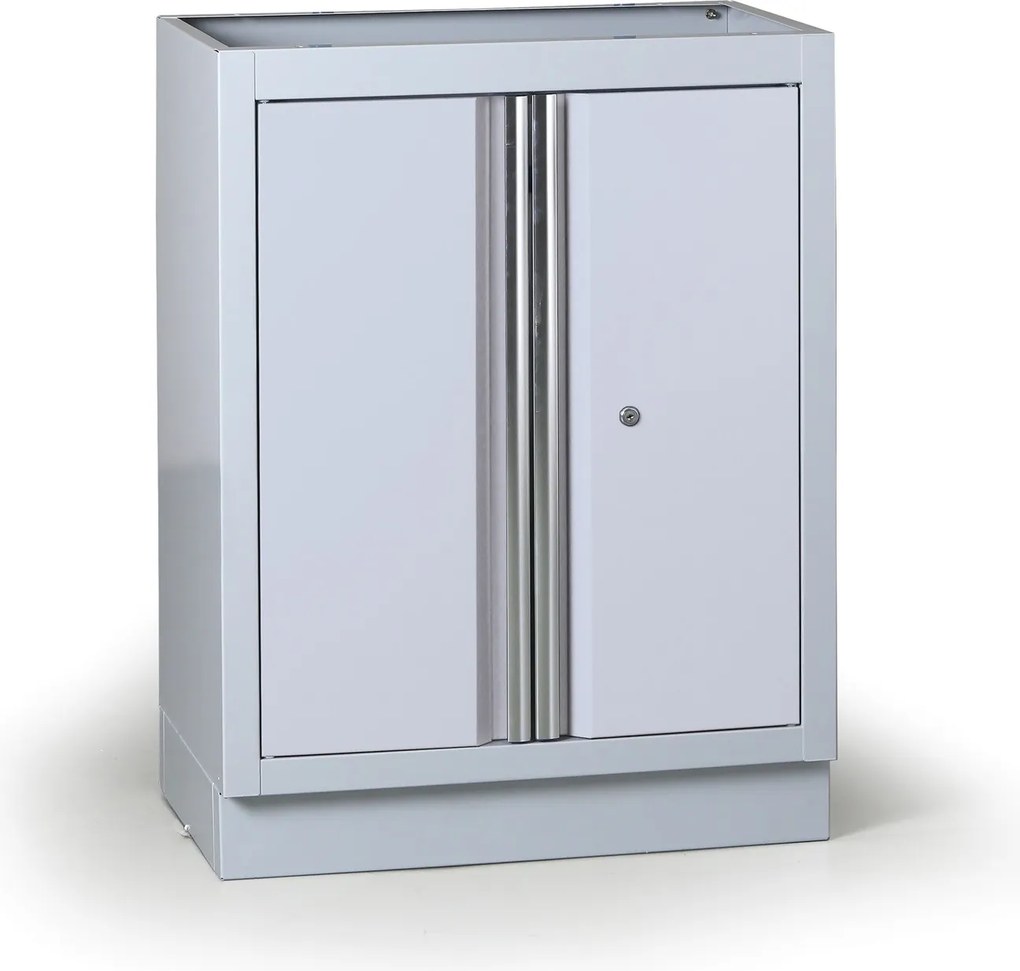 Dielenská policová skrinka spodná k pracovnej doske G2, 1 polica, 680 x 455 x 910 mm, sivá