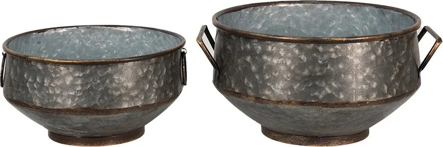 2ks dekoratívne plechové zinkové kvetináče Bion - 40*35*20 / 32*31*15 cm
