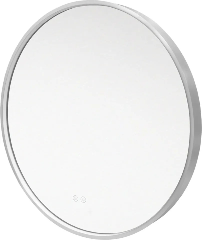 Mereo Mereo, okrúhle LED zrkadlo, priemer 60 cm, LED osvetlenie, rám z brúsenej ocele, MER-CN164S